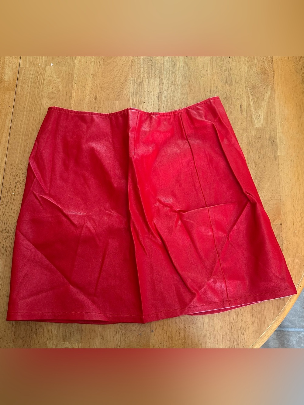 Windsor Red Faux Leather A-Line Mini Skirt
